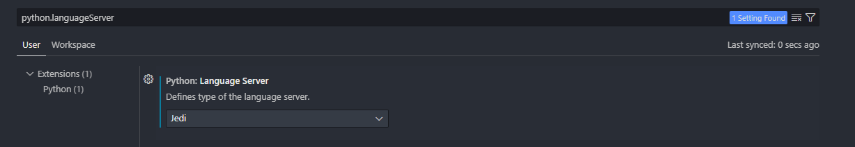 setting:python.languageServer