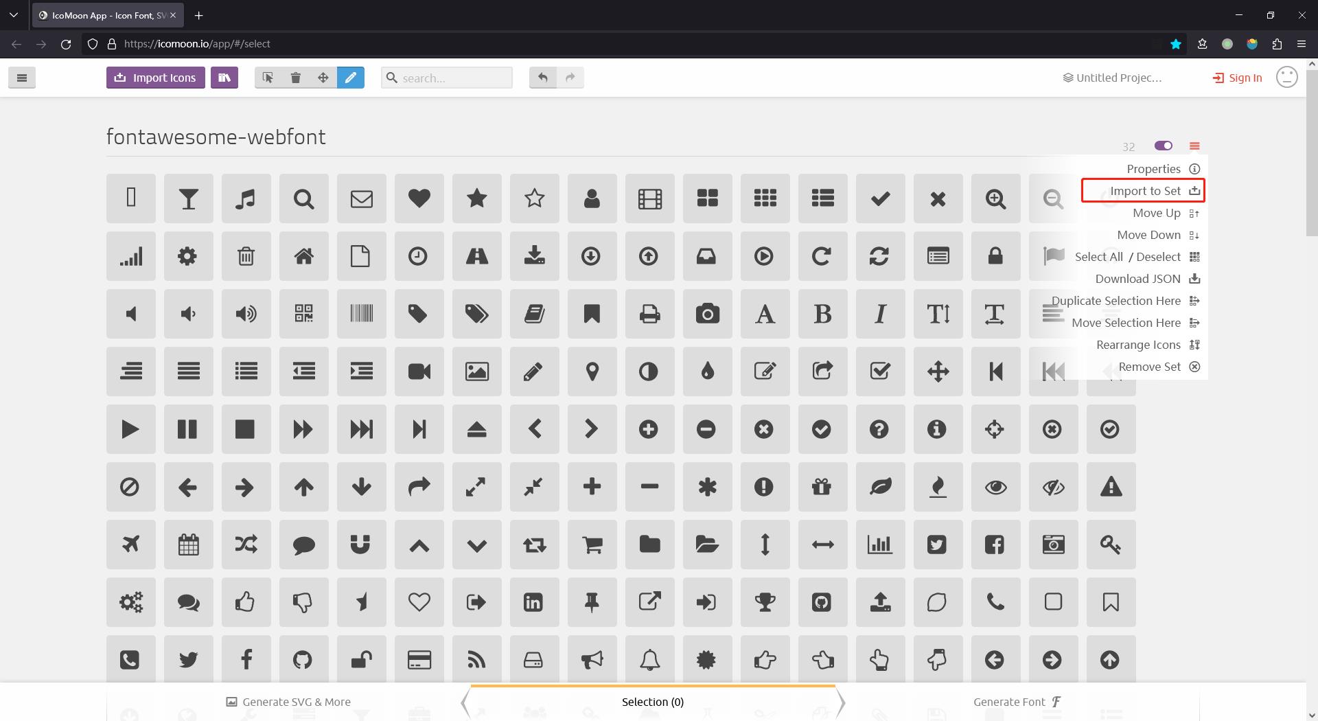 Import to set